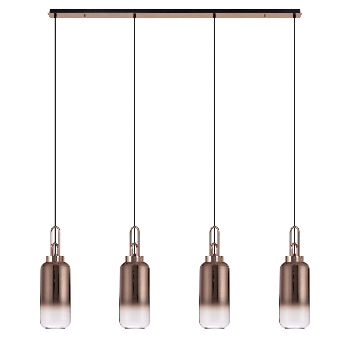 Atherington Cylinder 4 Drop Linear Pendant in Copper with Copper Fade Shades
