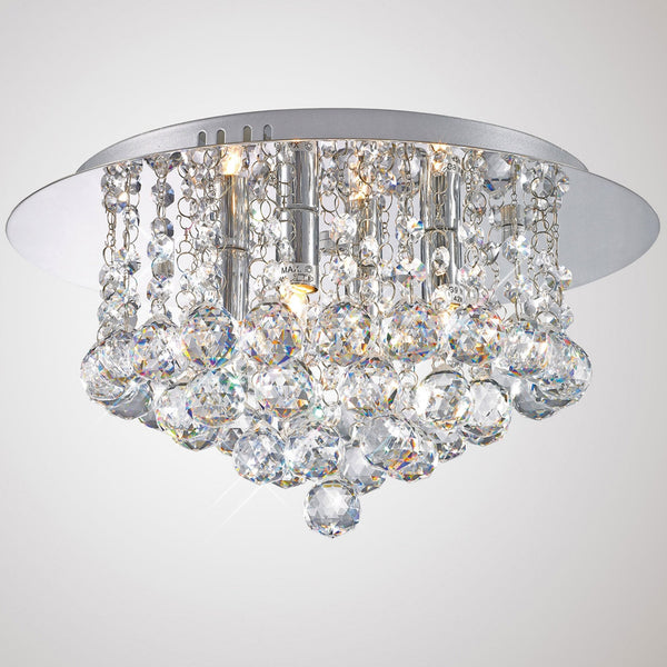 Dahlia 4 Lamp Crystal Flush Ceiling in Chrome Finish with Clear Crystals