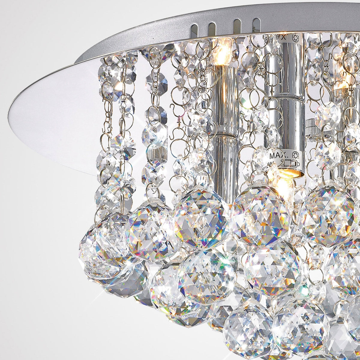 Dahlia 4 Lamp Crystal Flush Ceiling in Chrome Finish with Clear Crystals