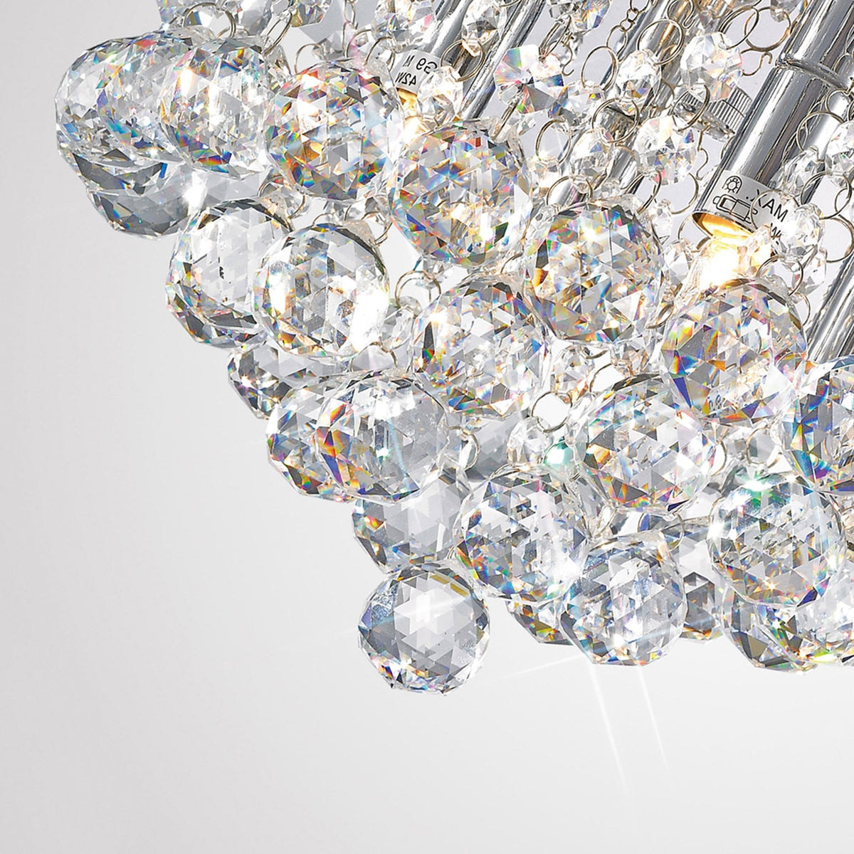 Dahlia 4 Lamp Crystal Flush Ceiling in Chrome Finish with Clear Crystals
