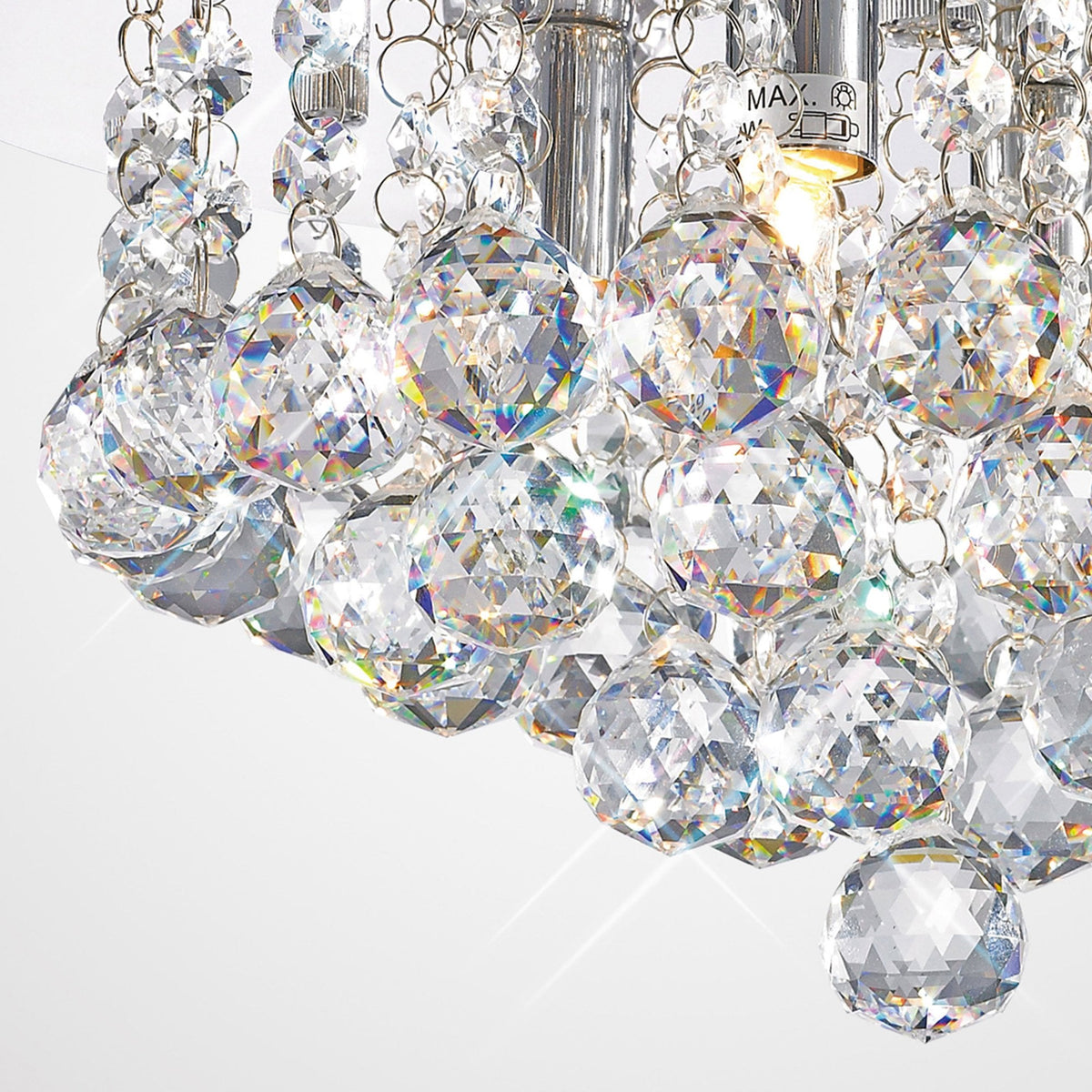 Dahlia 4 Lamp Crystal Flush Ceiling in Chrome Finish with Clear Crystals