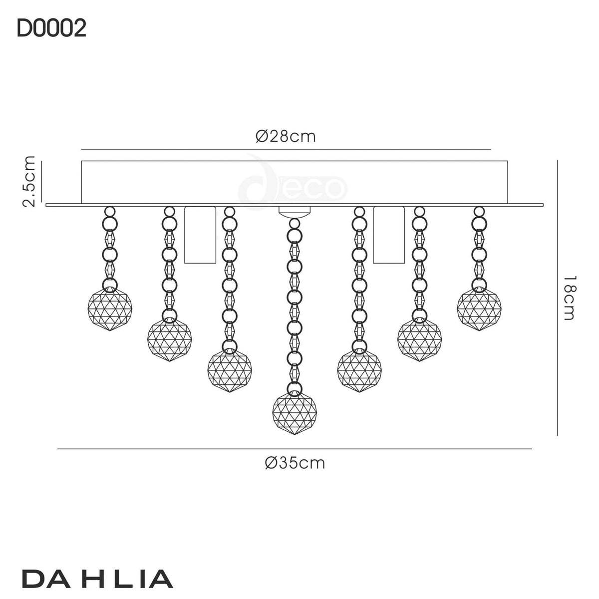 Dahlia 4 Lamp Crystal Flush Ceiling in Chrome Finish with Clear Crystals