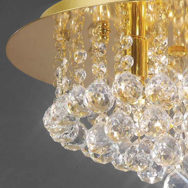 Dahlia 4 Lamp Crystal Flush Ceiling in French Gold Finish with Clear Crystals