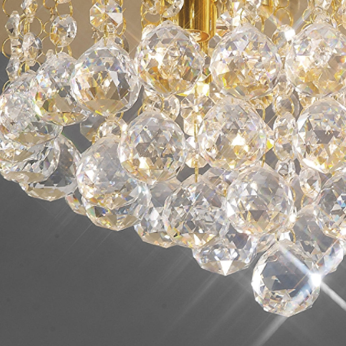 Dahlia 4 Lamp Crystal Flush Ceiling in French Gold Finish with Clear Crystals