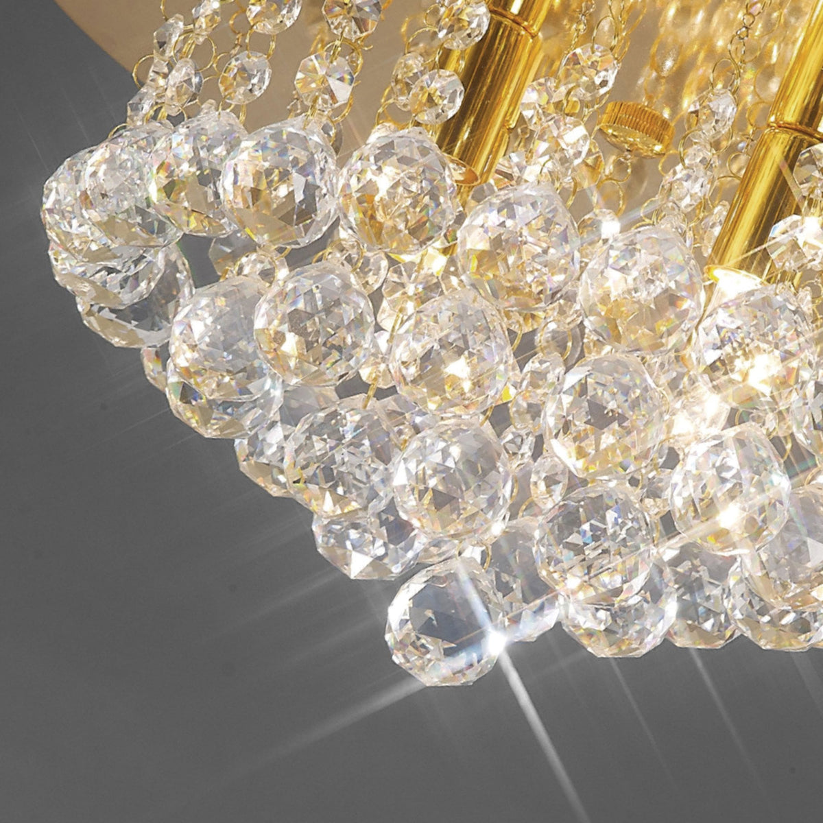 Dahlia 4 Lamp Crystal Flush Ceiling in French Gold Finish with Clear Crystals