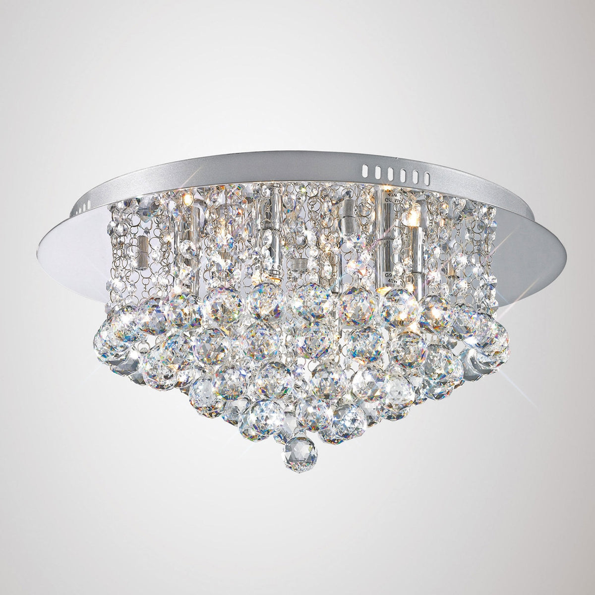 Dahlia 6 Lamp Crystal Flush Ceiling in Chrome Finish with Clear Crystals