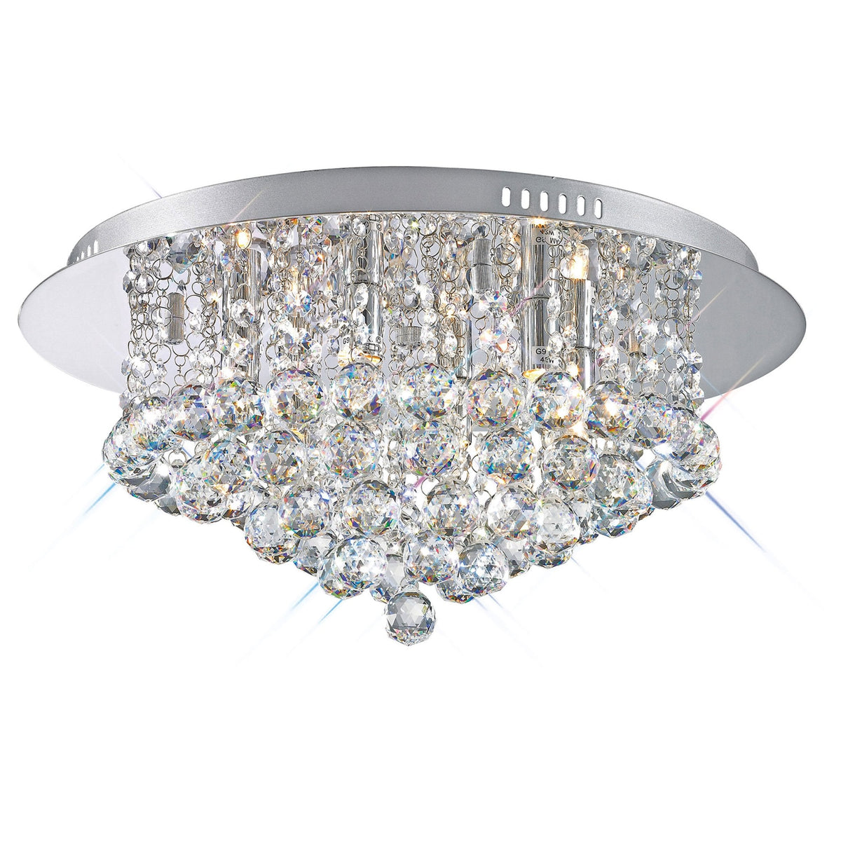 Dahlia 6 Lamp Crystal Flush Ceiling in Chrome Finish with Clear Crystals