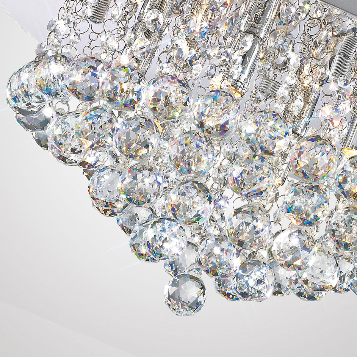 Dahlia 6 Lamp Crystal Flush Ceiling in Chrome Finish with Clear Crystals
