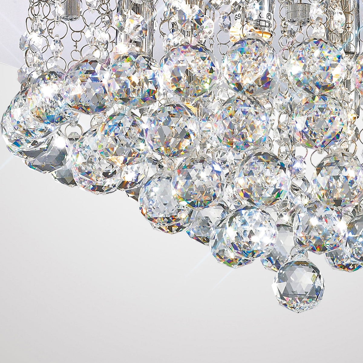 Dahlia 6 Lamp Crystal Flush Ceiling in Chrome Finish with Clear Crystals