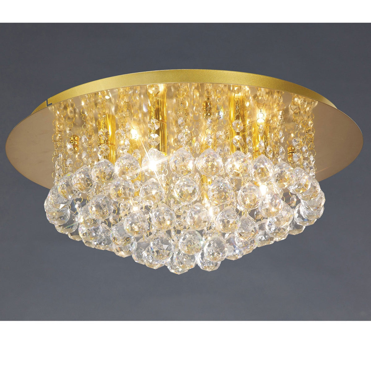 Dahlia 6 Lamp Crystal Flush Ceiling in French Gold Finish with Clear Crystals