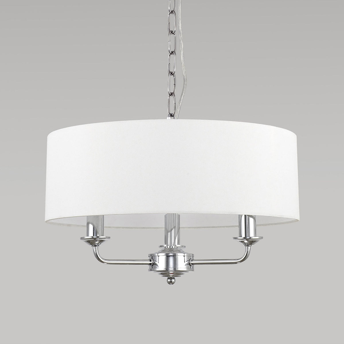 Banyan 45cm 3 Light Pendant in Chrome Finish & White Shade