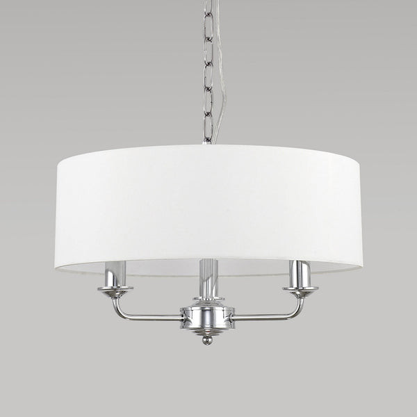 Banyan 45cm 3 Light Pendant in Chrome Finish & White Shade