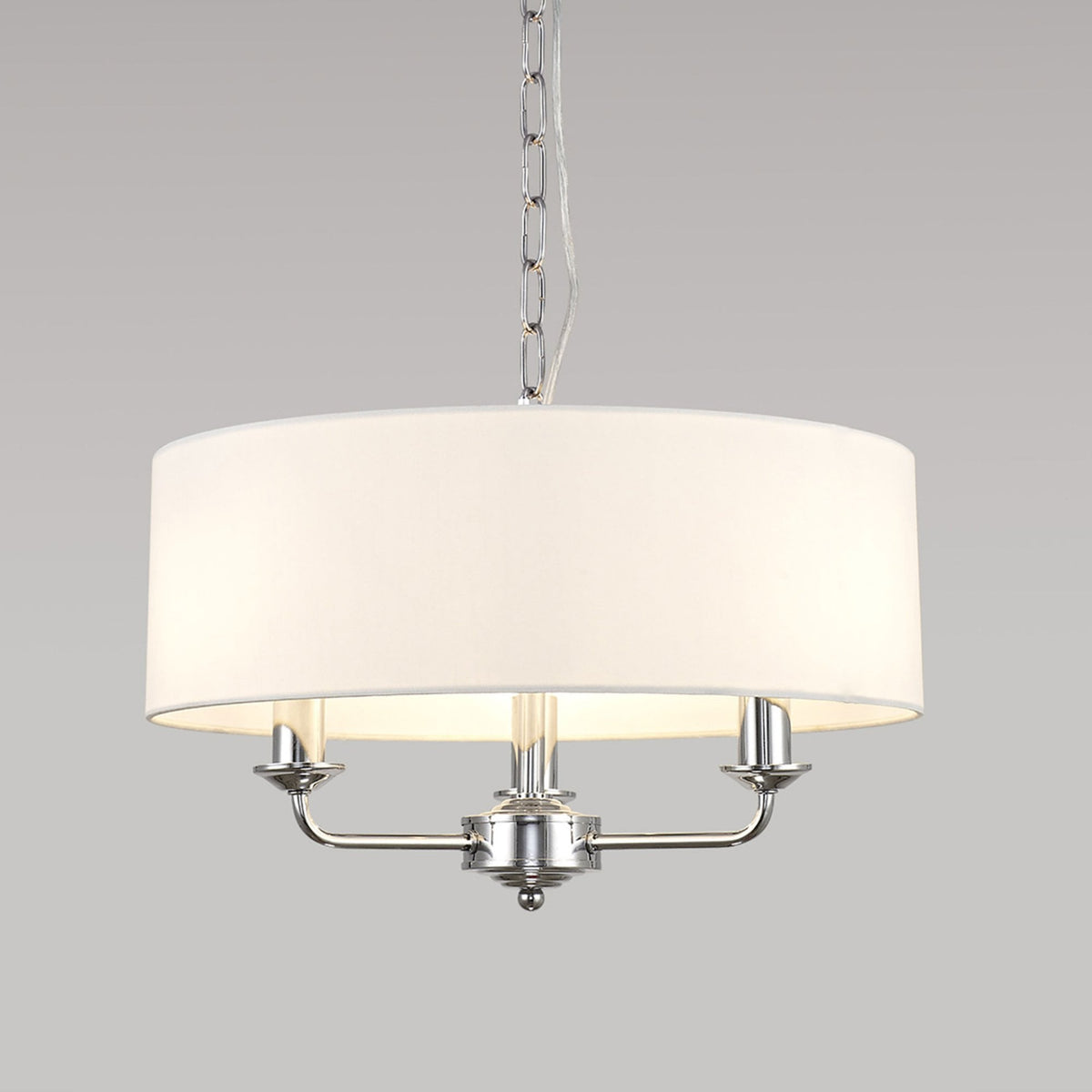 Banyan 45cm 3 Light Pendant in Chrome Finish & White Shade