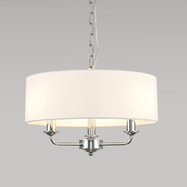 Banyan 45cm 3 Light Pendant in Chrome Finish & White Shade