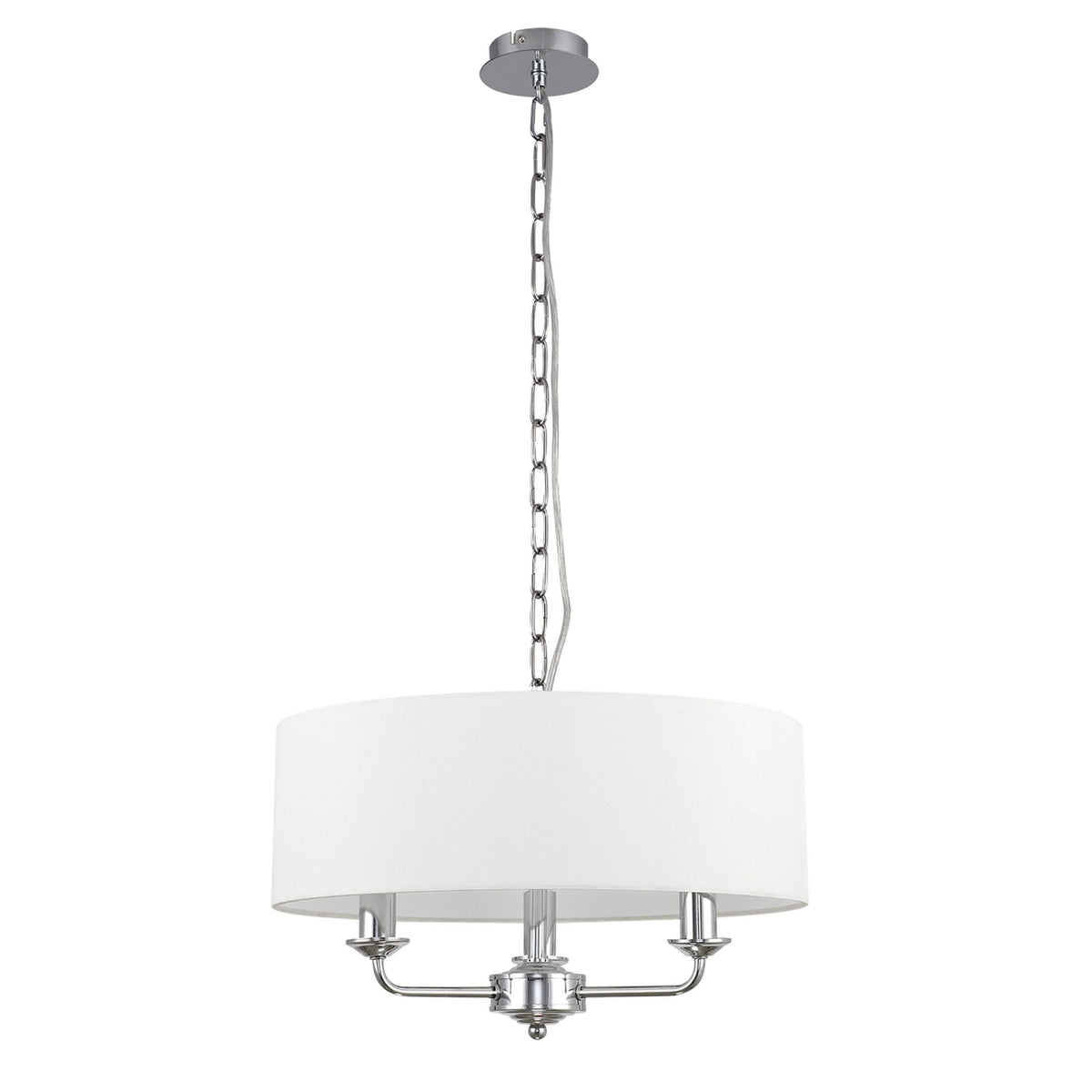 Banyan 45cm 3 Light Pendant in Chrome Finish & White Shade