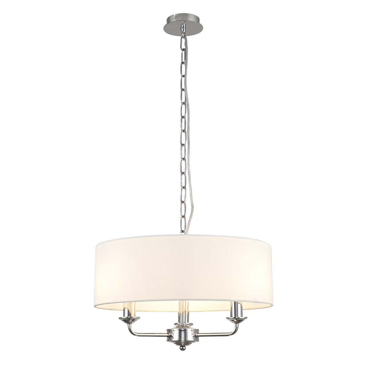 Banyan 45cm 3 Light Pendant in Chrome Finish & White Shade
