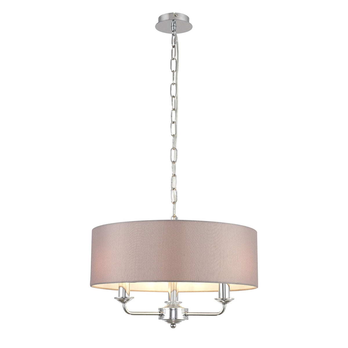 Banyan 45cm 3 Light Pendant in Chrome Finish & Grey Shade