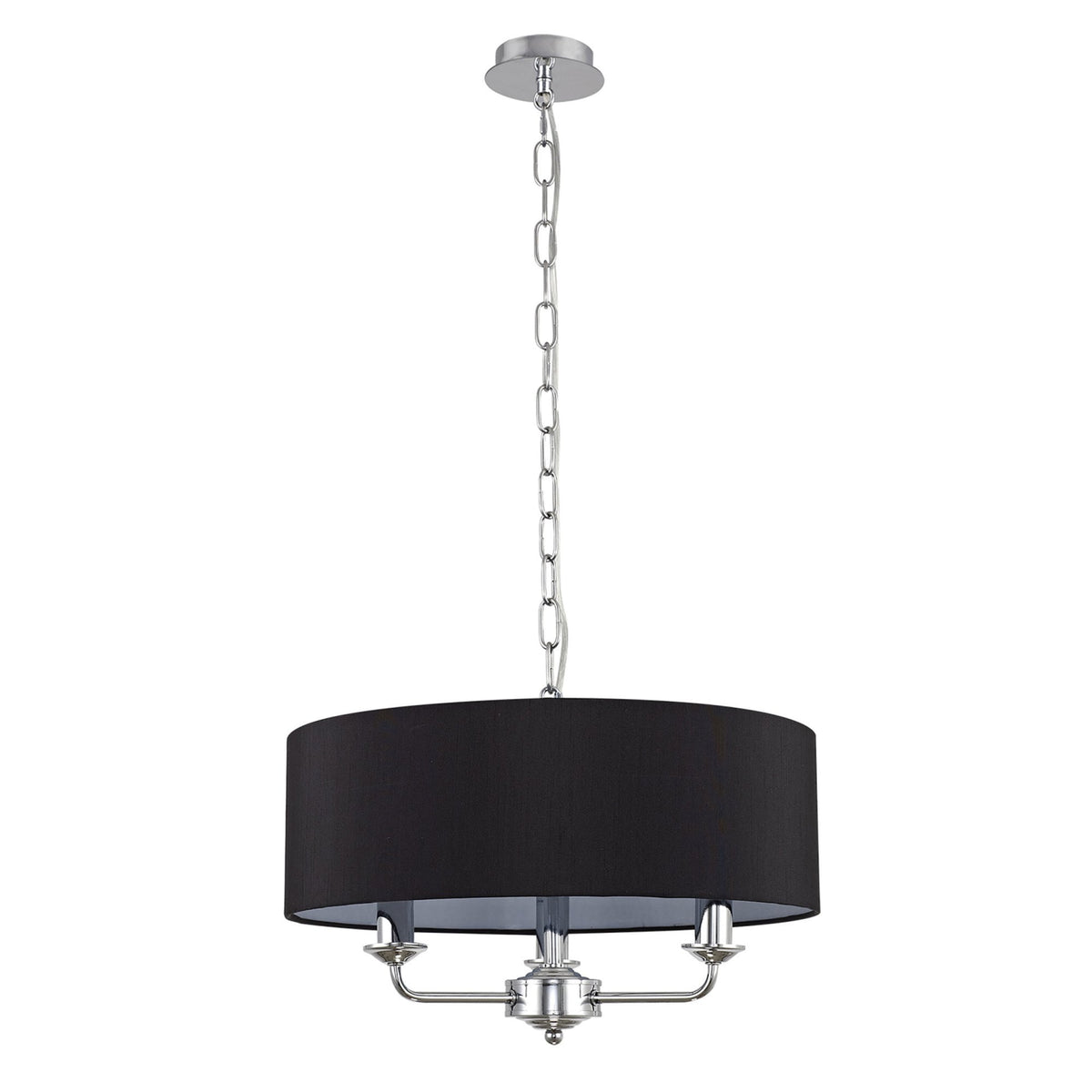 Banyan 45cm 3 Light Pendant in Chrome Finish & Black Shade