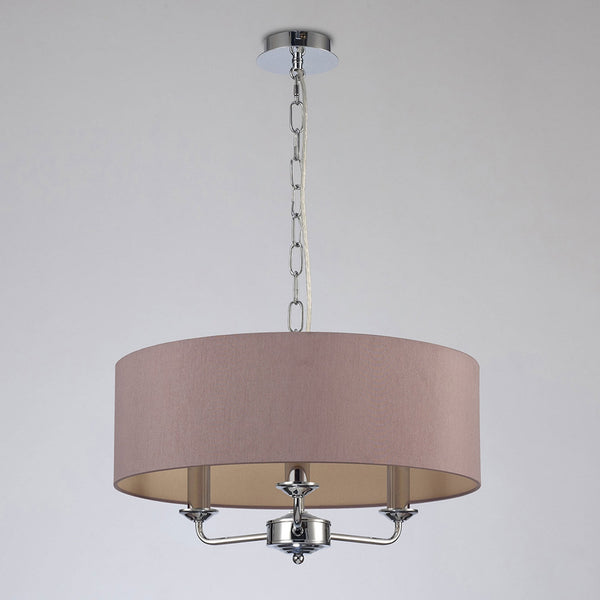 Banyan 45cm 3 Light Pendant in Chrome Finish & Taupe Shade