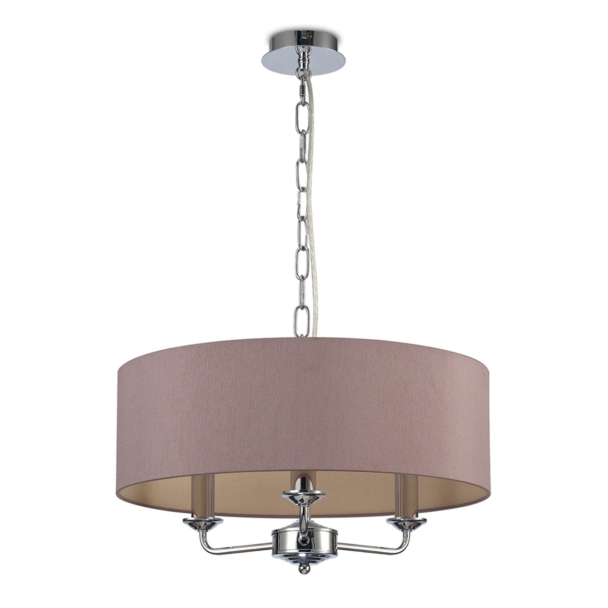 Banyan 45cm 3 Light Pendant in Chrome Finish & Taupe Shade