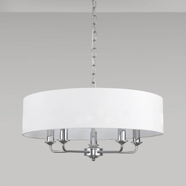 Banyan 60cm 5 Light Pendant in Chrome Finish & White Shade