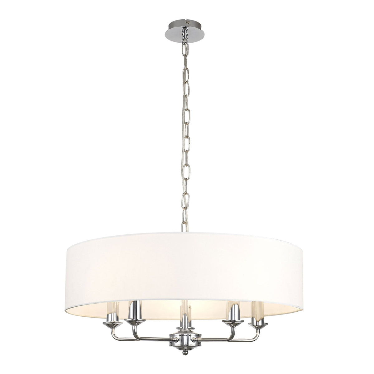 Banyan 60cm 5 Light Pendant in Chrome Finish & White Shade