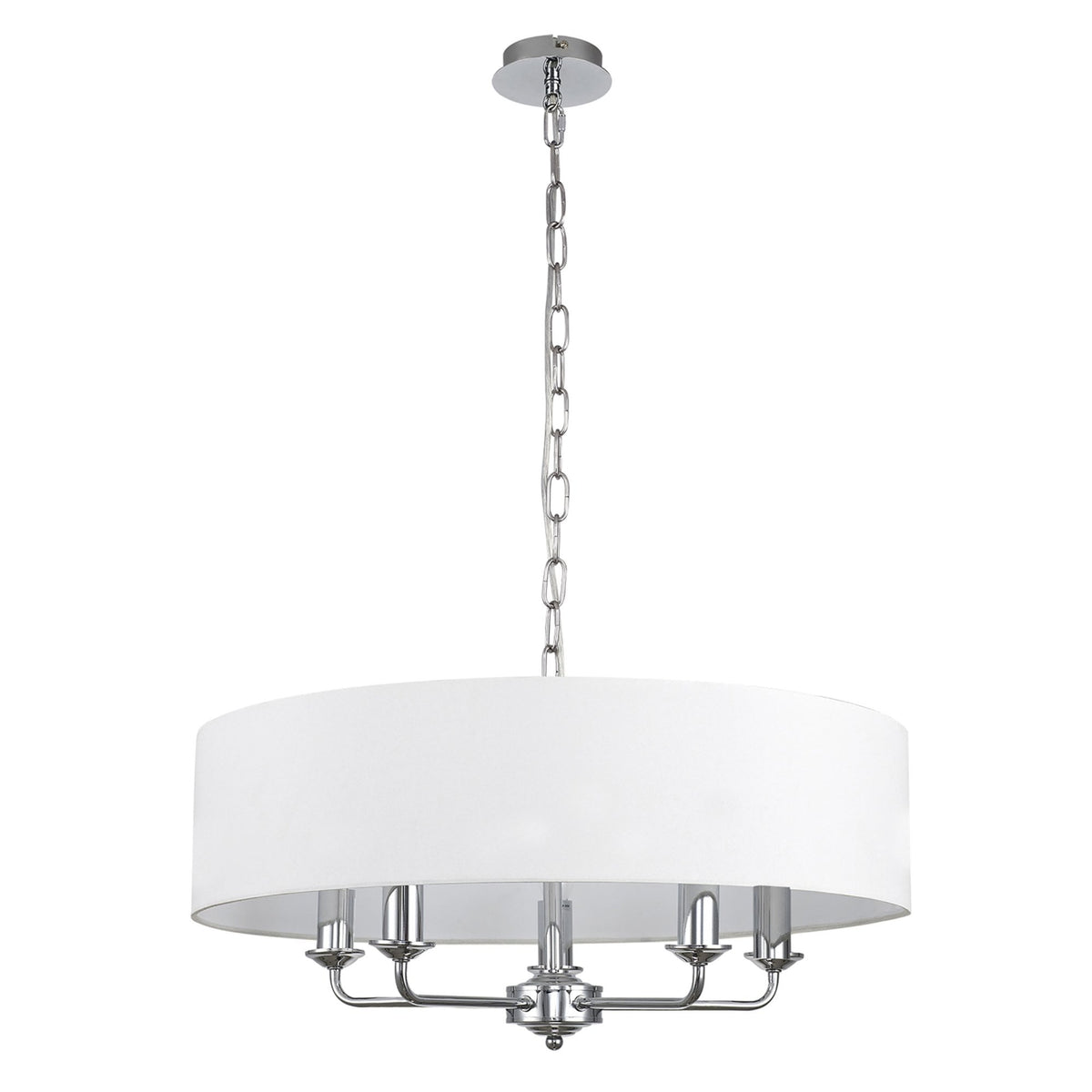 Banyan 60cm 5 Light Pendant in Chrome Finish & White Shade