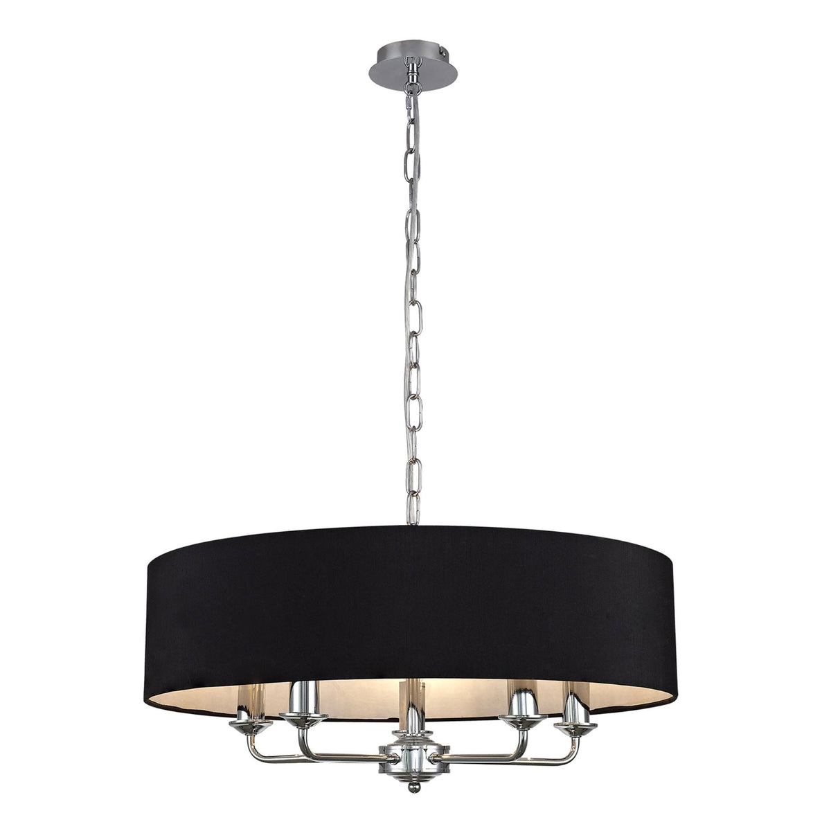 Banyan 60cm 5 Light Pendant in Chrome Finish & Black Shade