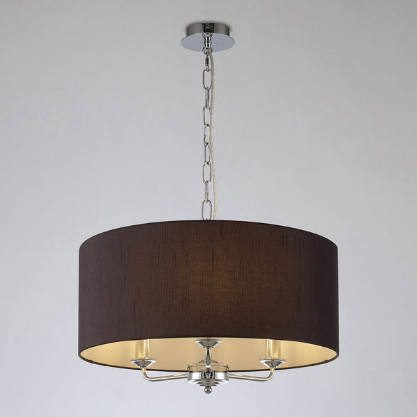 Banyan 50cm 3 Light Pendant in Chrome with Black Shade