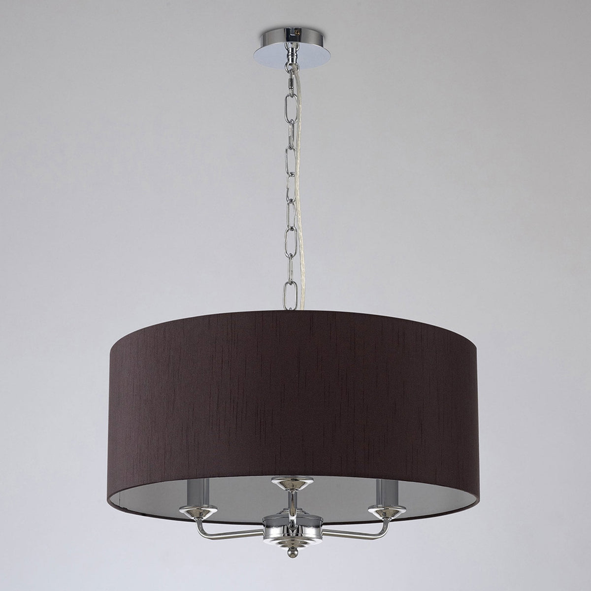 Banyan 50cm 3 Light Pendant in Chrome with Black Shade