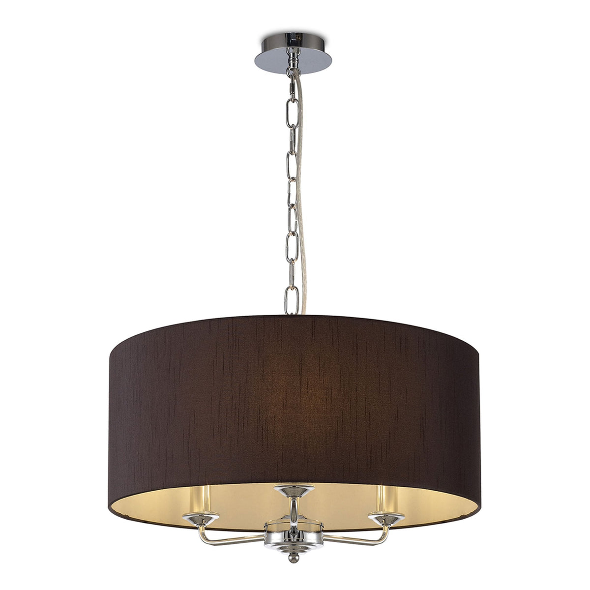 Banyan 50cm 3 Light Pendant in Chrome with Black Shade