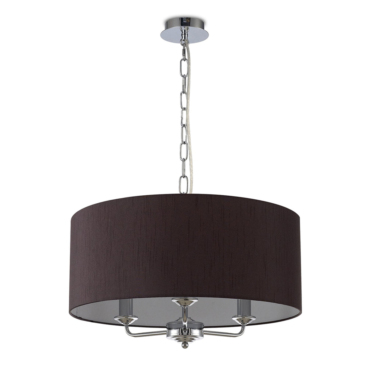 Banyan 50cm 3 Light Pendant in Chrome with Black Shade