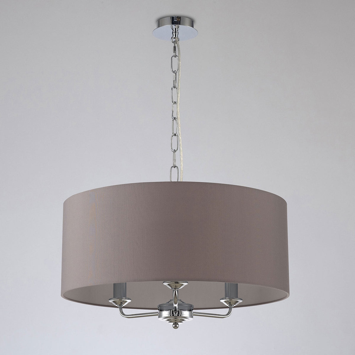 Banyan 50cm 3 Light Pendant in Chrome with Grey Shade