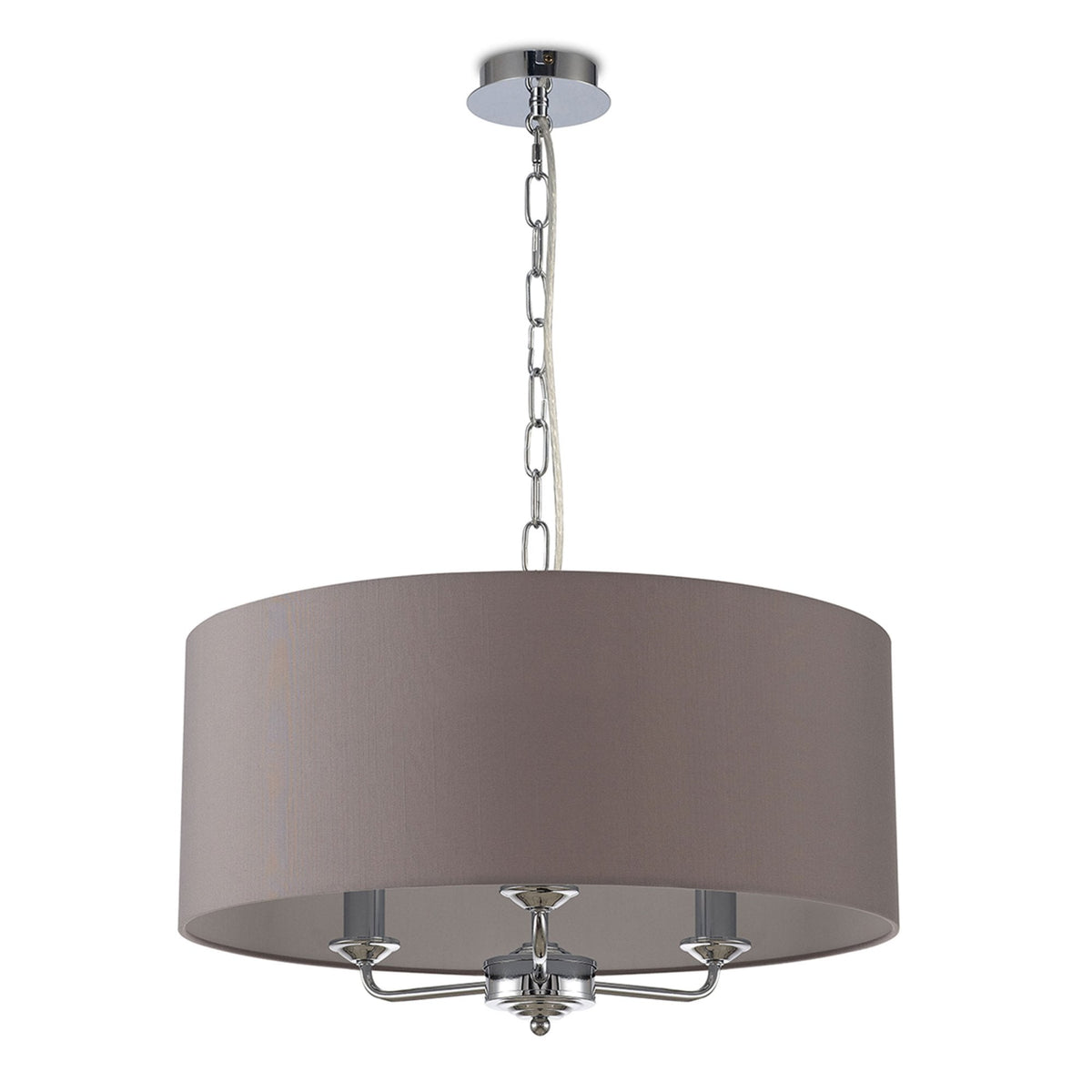 Banyan 50cm 3 Light Pendant in Chrome with Grey Shade