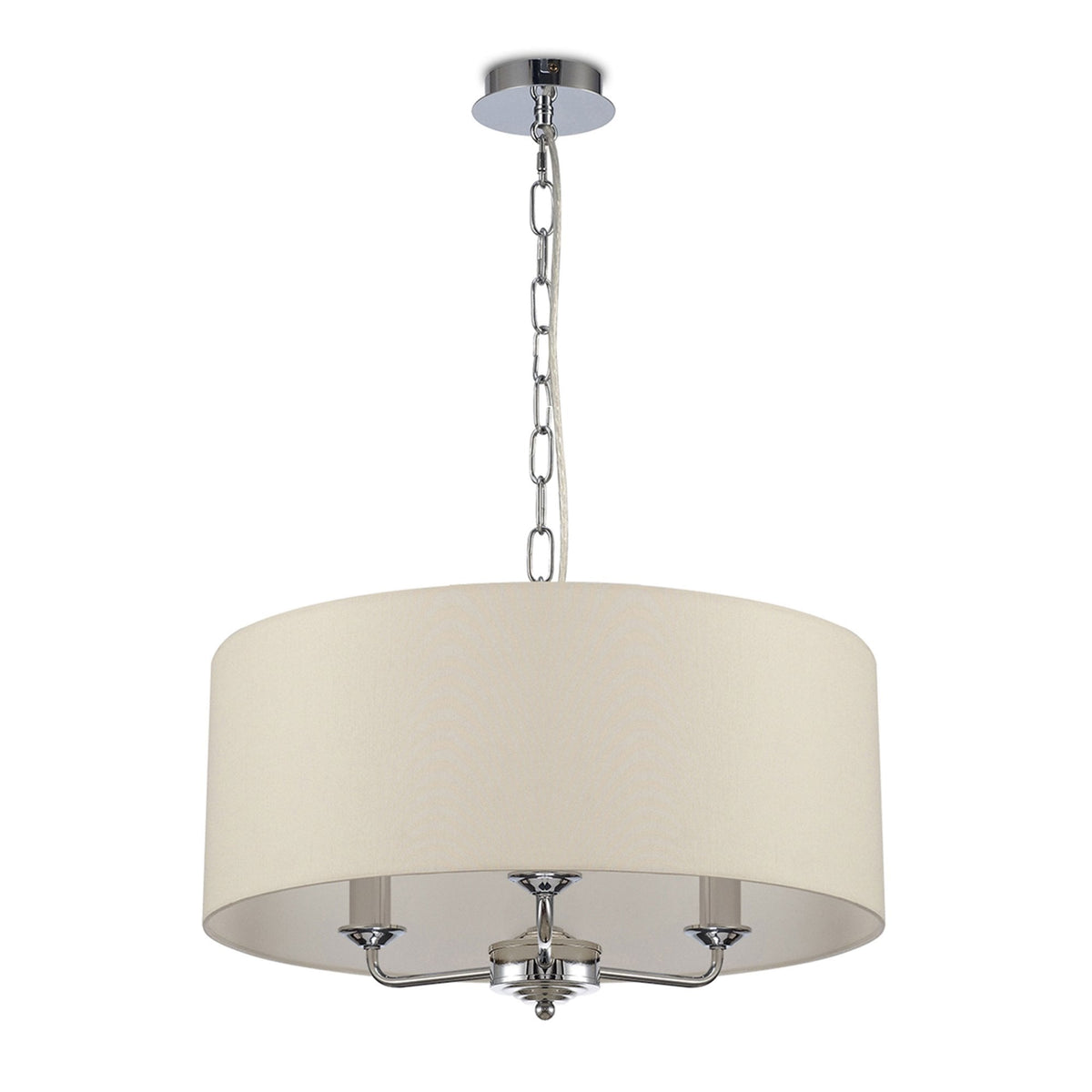 Banyan 50cm 3 Light Pendant in Chrome with Ivory Pearl & White Shade