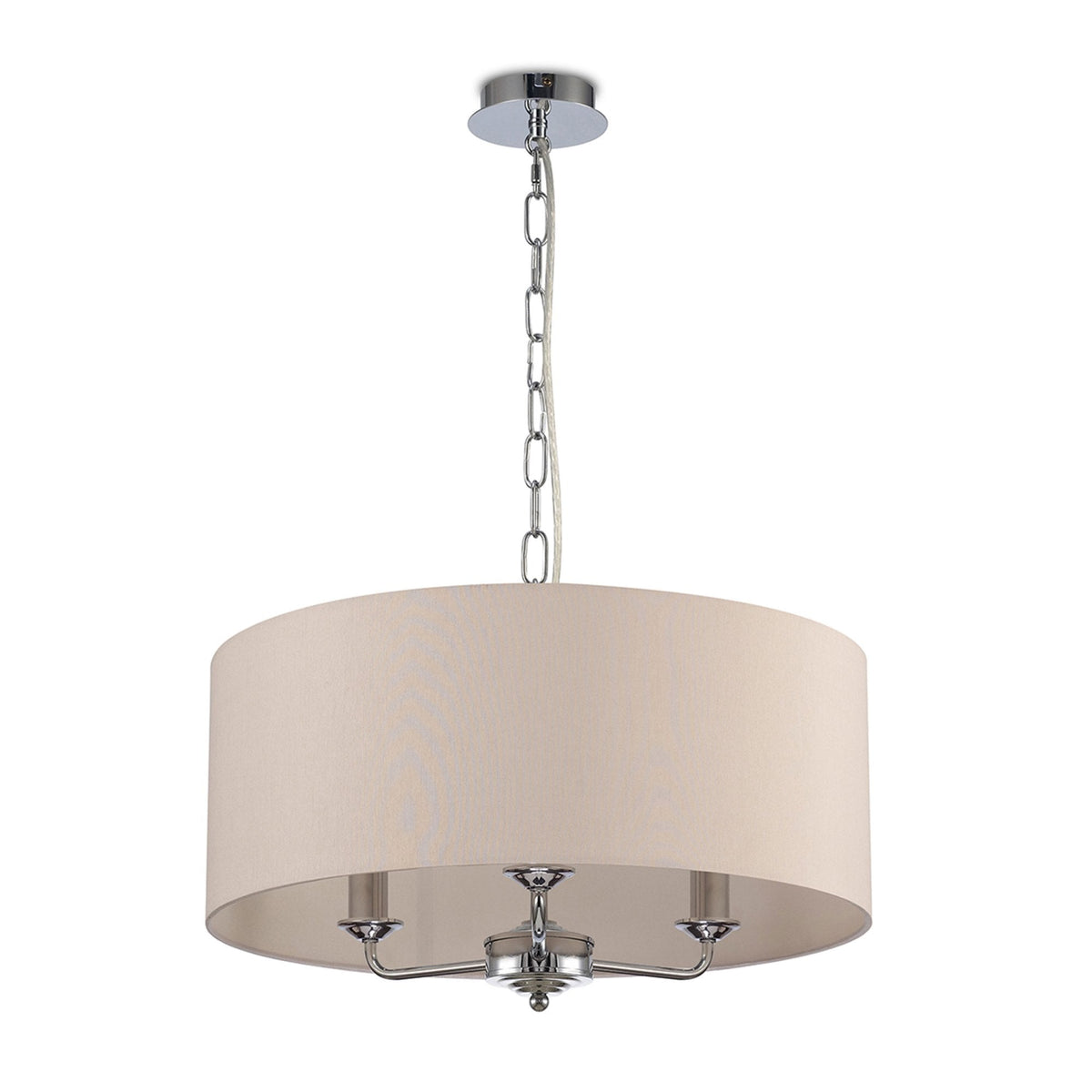 Banyan 50cm 3 Light Pendant in Chrome with Nude Beige & Moonlight Shade