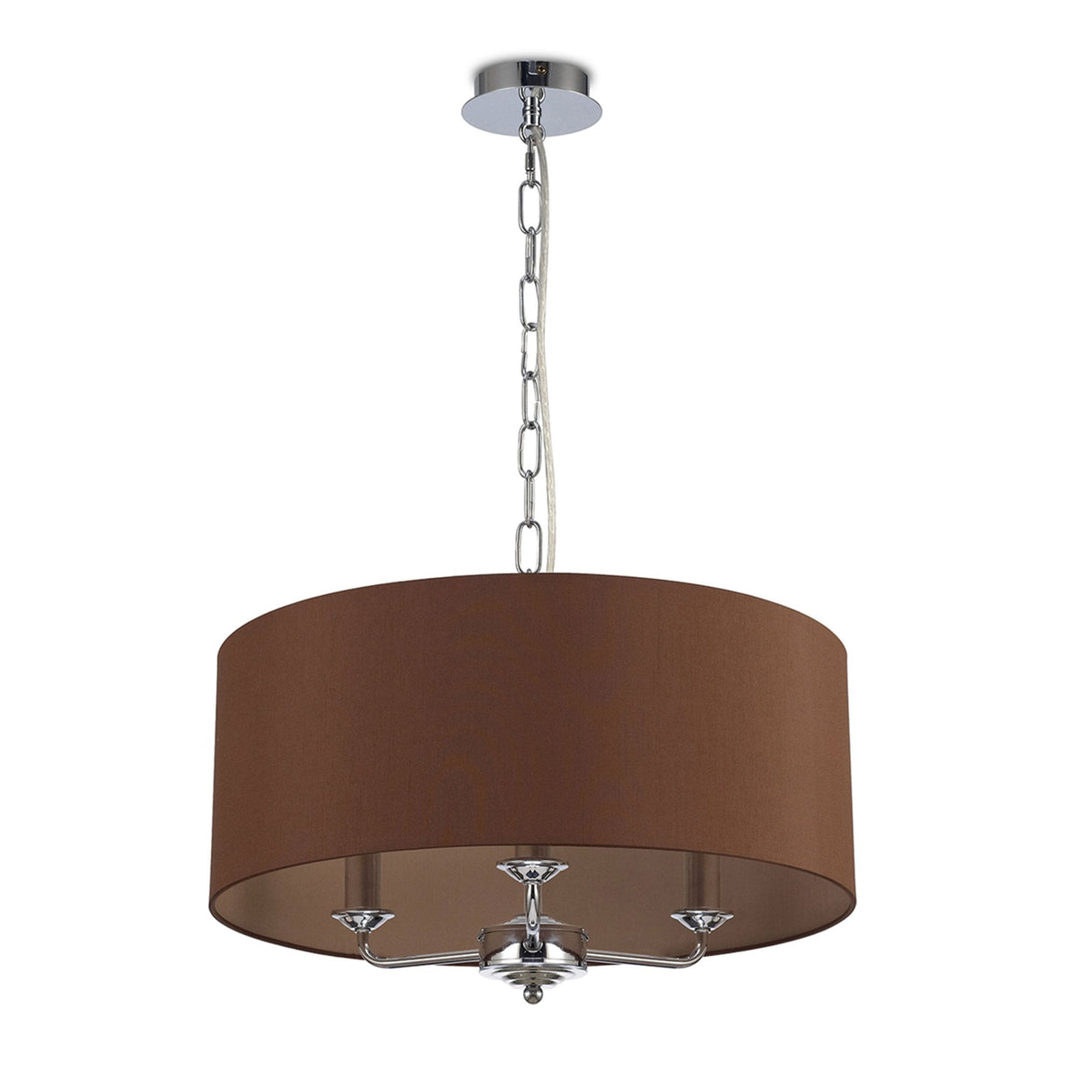 Banyan 50cm 3 Light Pendant in Chrome with Raw Cocoa & Grecian Bronze Shade