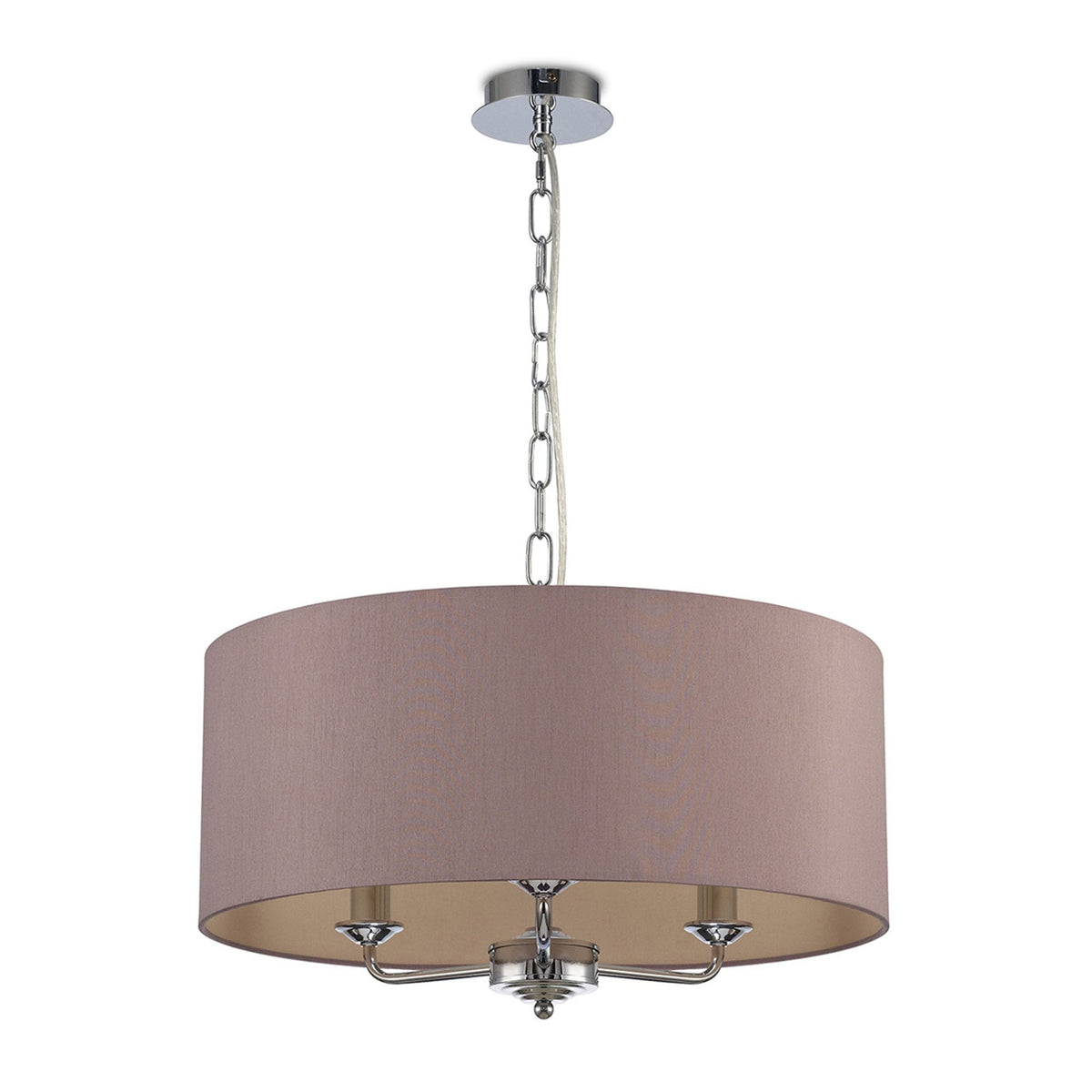Banyan 50cm 3 Light Pendant in Chrome with Taupe & Halo Gold Shade