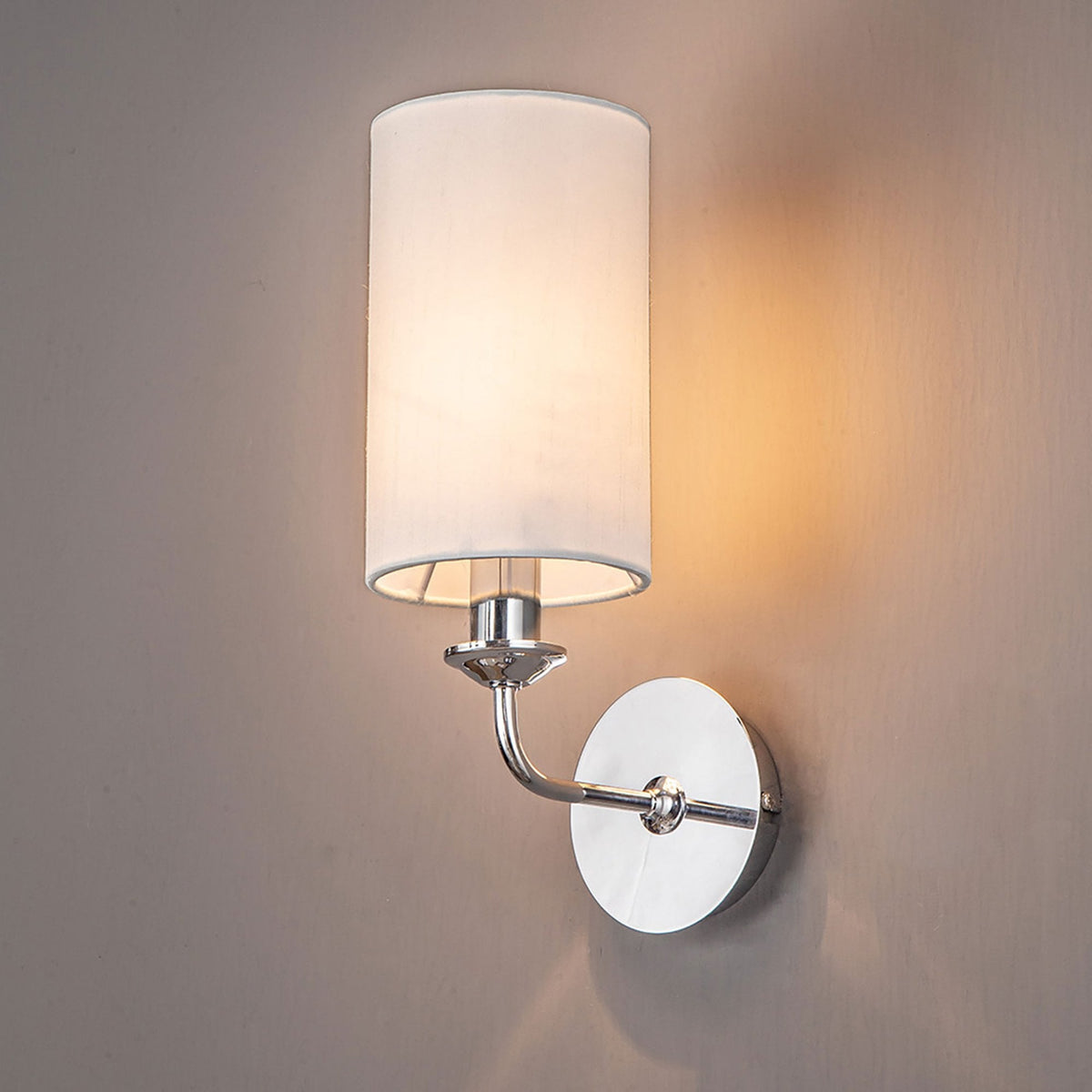 Banyan Wall Light in Chrome with White Shade