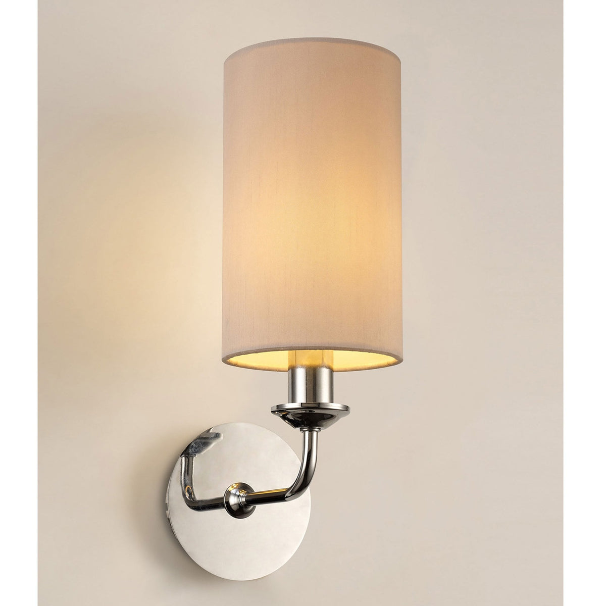 Banyan Wall Light in Chrome with Nude Beige & Moonlight Shade