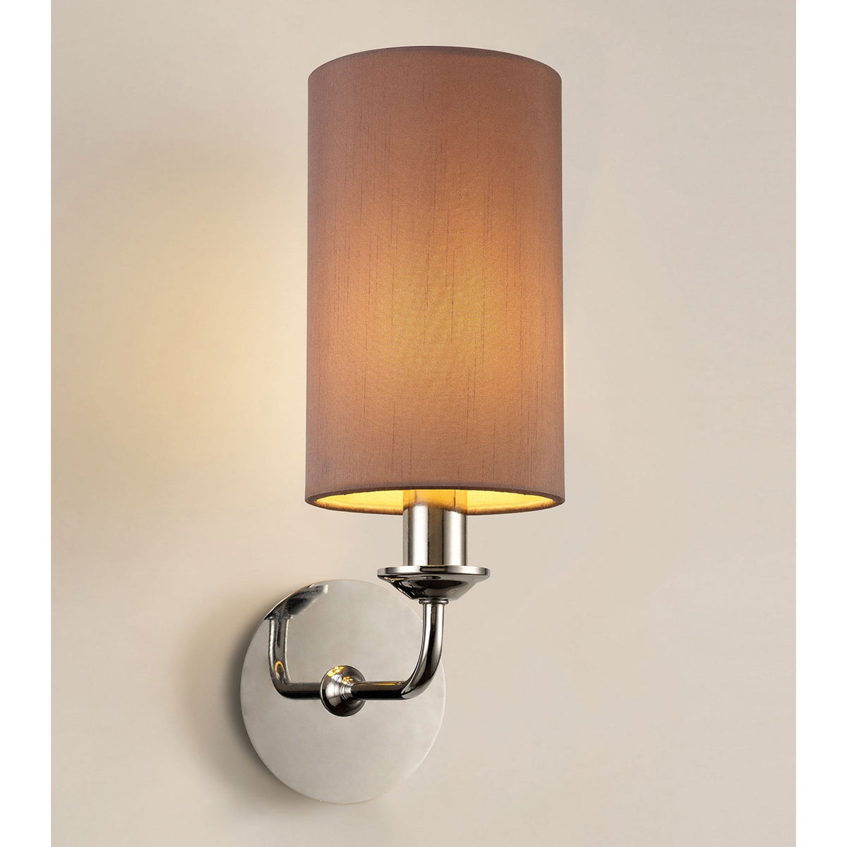 Banyan Wall Light in Chrome with Taupe & Halo Gold Shade
