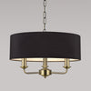 Banyan 45cm 3 Light Pendant in Antique Brass with Black Shade