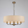Banyan 60cm 5 Light Pendant in Antique Brass with Ivory Pearl Shade