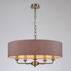 Banyan 60cm 5 Light Pendant in Antique Brass with Taupe & Halo Gold Shade