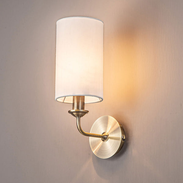 Banyan Wall Light in Antique Brass with White Shade
