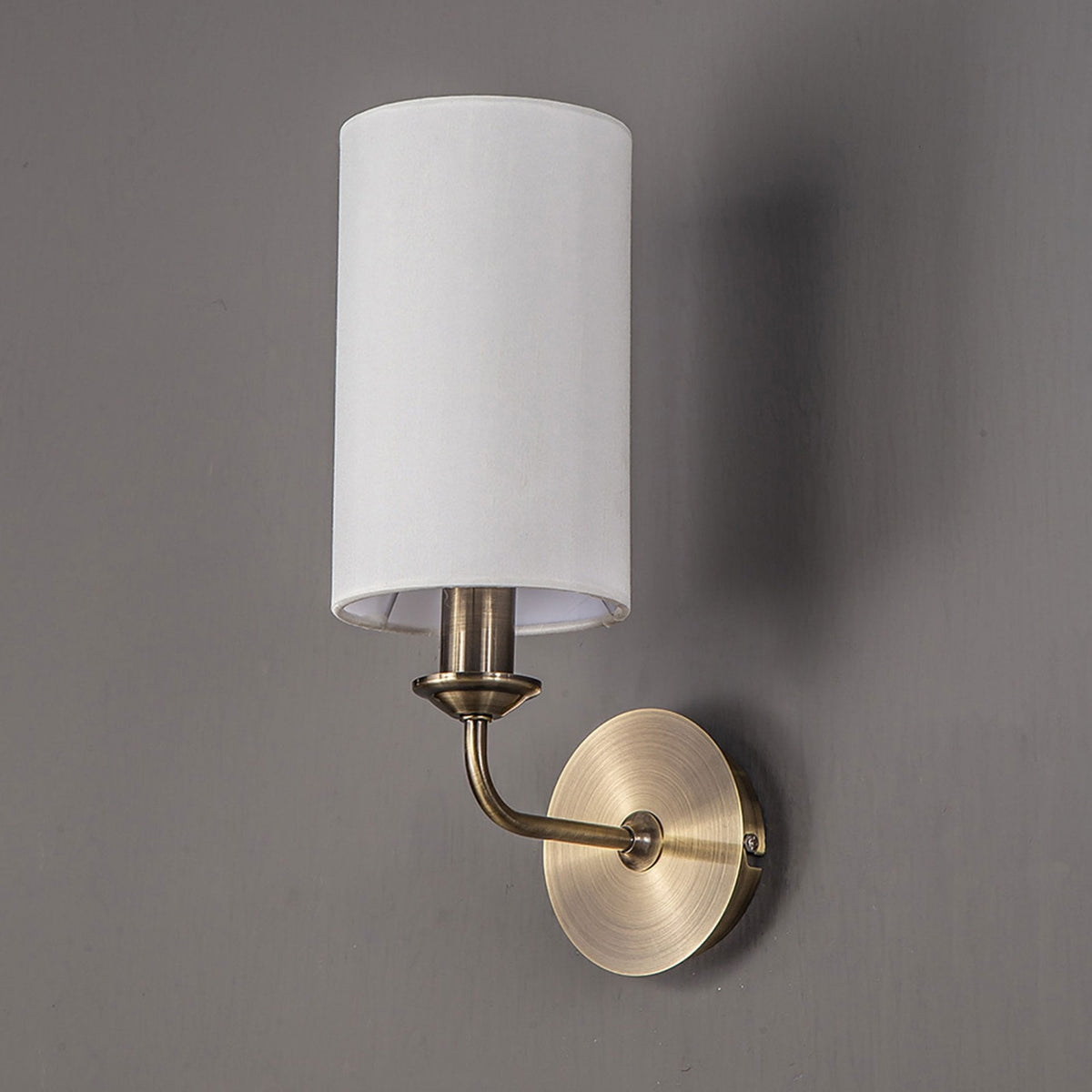 Banyan Wall Light in Antique Brass with White Shade