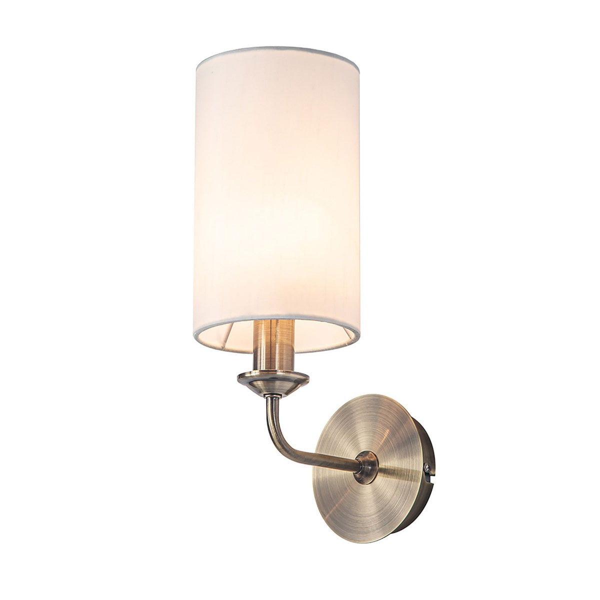 Banyan Wall Light in Antique Brass with White Shade