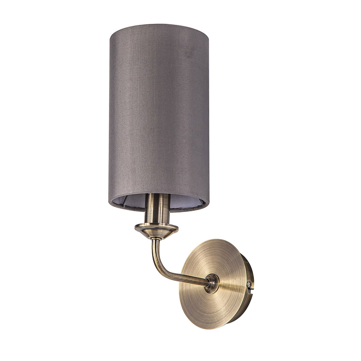 Banyan Wall Light in Antique Brass with Grey Shade