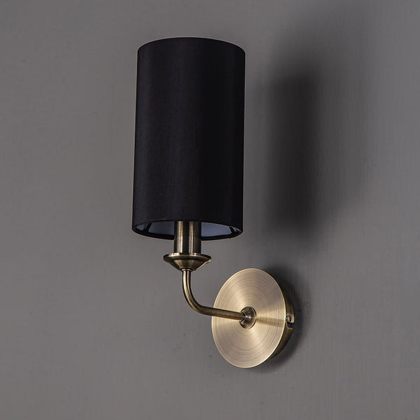 Banyan Wall Light in Antique Brass with Black Shade