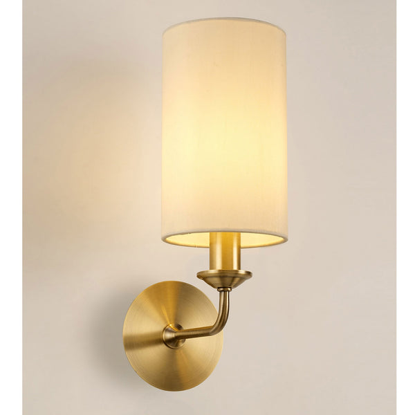 Banyan Wall Light in Antique Brass with Ivory Pearl Shade